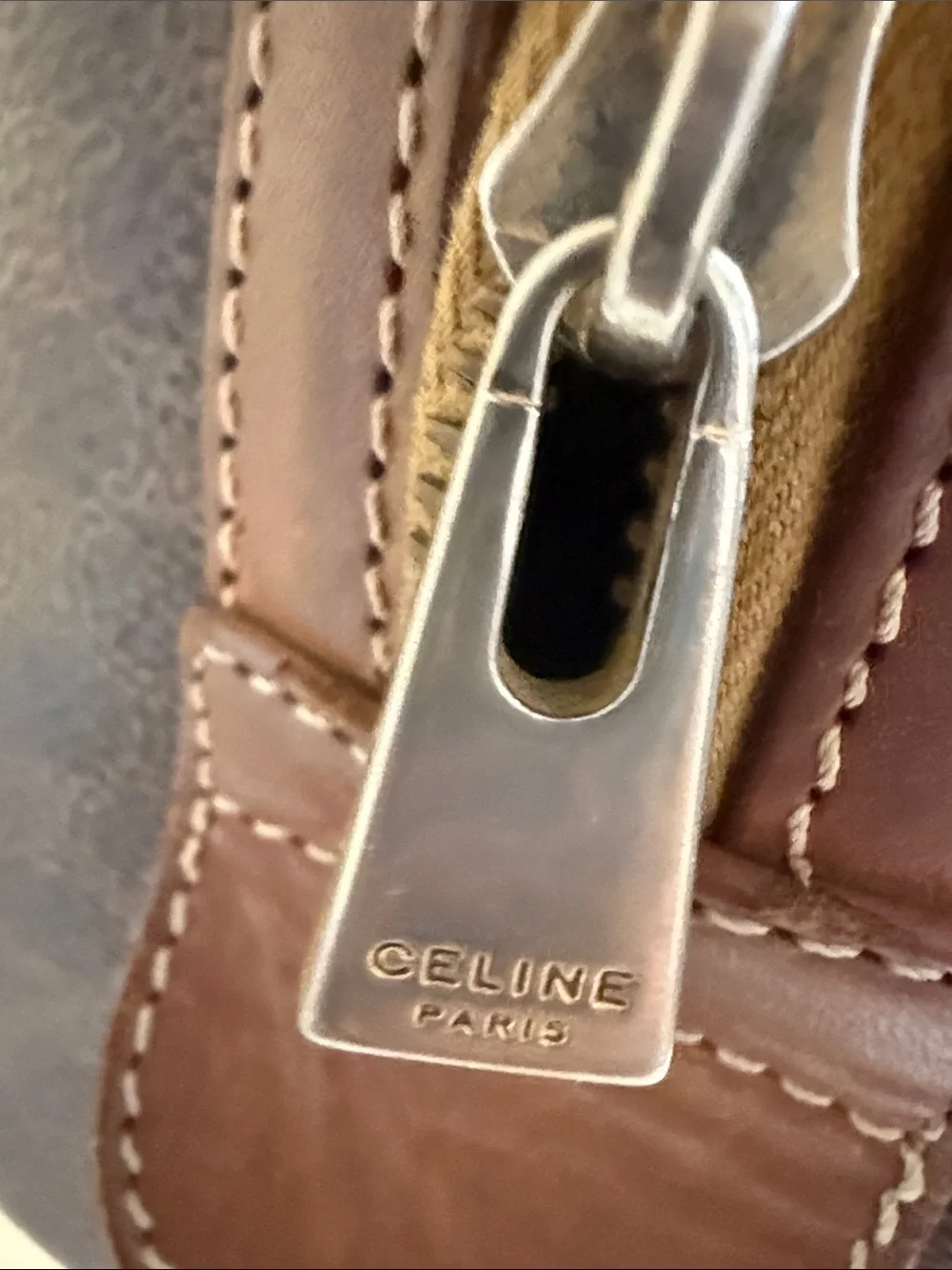 Vintage Celine Coated Canvas and Leather Bowling Bag authentic Celine monogram